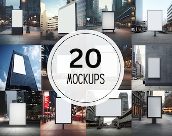 Billboard Mockup, Advertisement Poster Mockups, Mockups for Ads, Street Commercial billboard mockups, PSD and PNG mockups.
