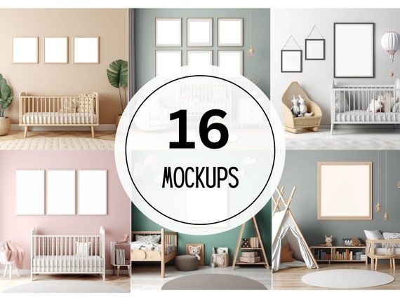 Kid Room, Nursery Frame mockup, Digital Mockups, Nursery Mockup, Kids Room Frame Mockup Bundle PNG