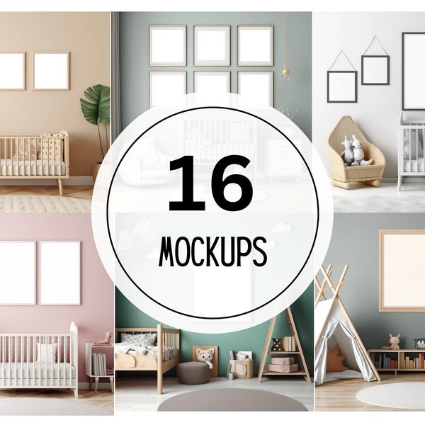 Kid Room, Nursery Frame mockup, Digital Mockups, Nursery Mockup, Kids Room Frame Mockup Bundle PNG