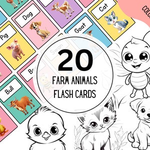 Editable Farm Animal Flashcards: 20 Nomenclature Cards - Printable PDF for Preschool, Toys, and Learning