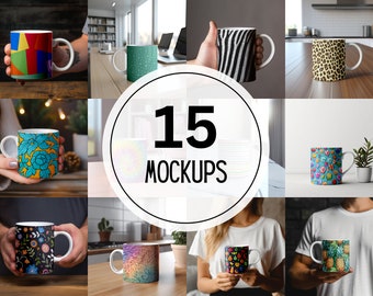 Wrap Around Mug Mockups, Smart Mockups, PSD, Cup Mockup Bundle, Scandinavian style mug mockups, Stock photo, Digital Download