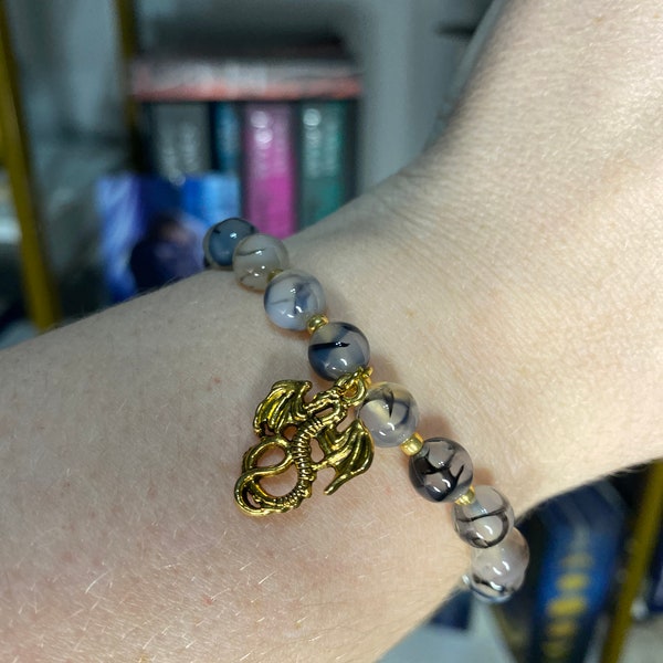 Dragon Fantasy Lover Bracelet/ Dragons/ fantasy/ bookworm/ dragon vein agate bracelet