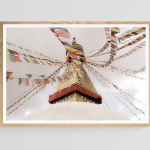 Boudhanath Stupa Photo: Kathmandu Prayer Flags Wall Art (Instant Download)