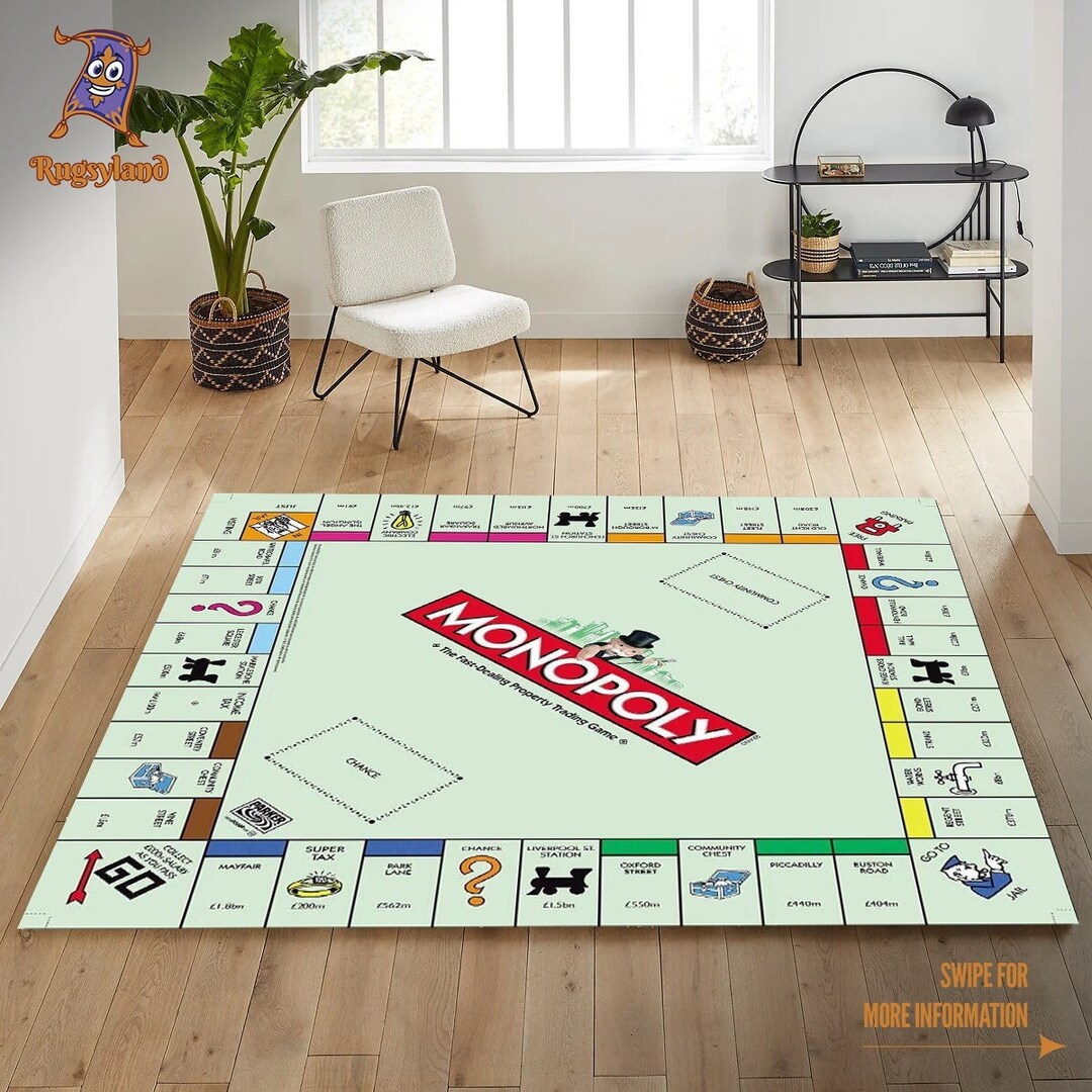 Monopoly Rug, Board Game Rug, Money Rug, Custom Rug, Living Room Rug