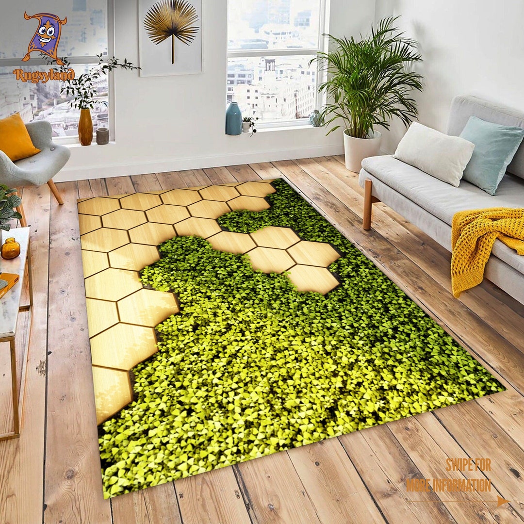 Rugs, Cool Rugs, Gamer Hexagons Pattern Rug, Rug for Gamers, Esport Rug, Game Room