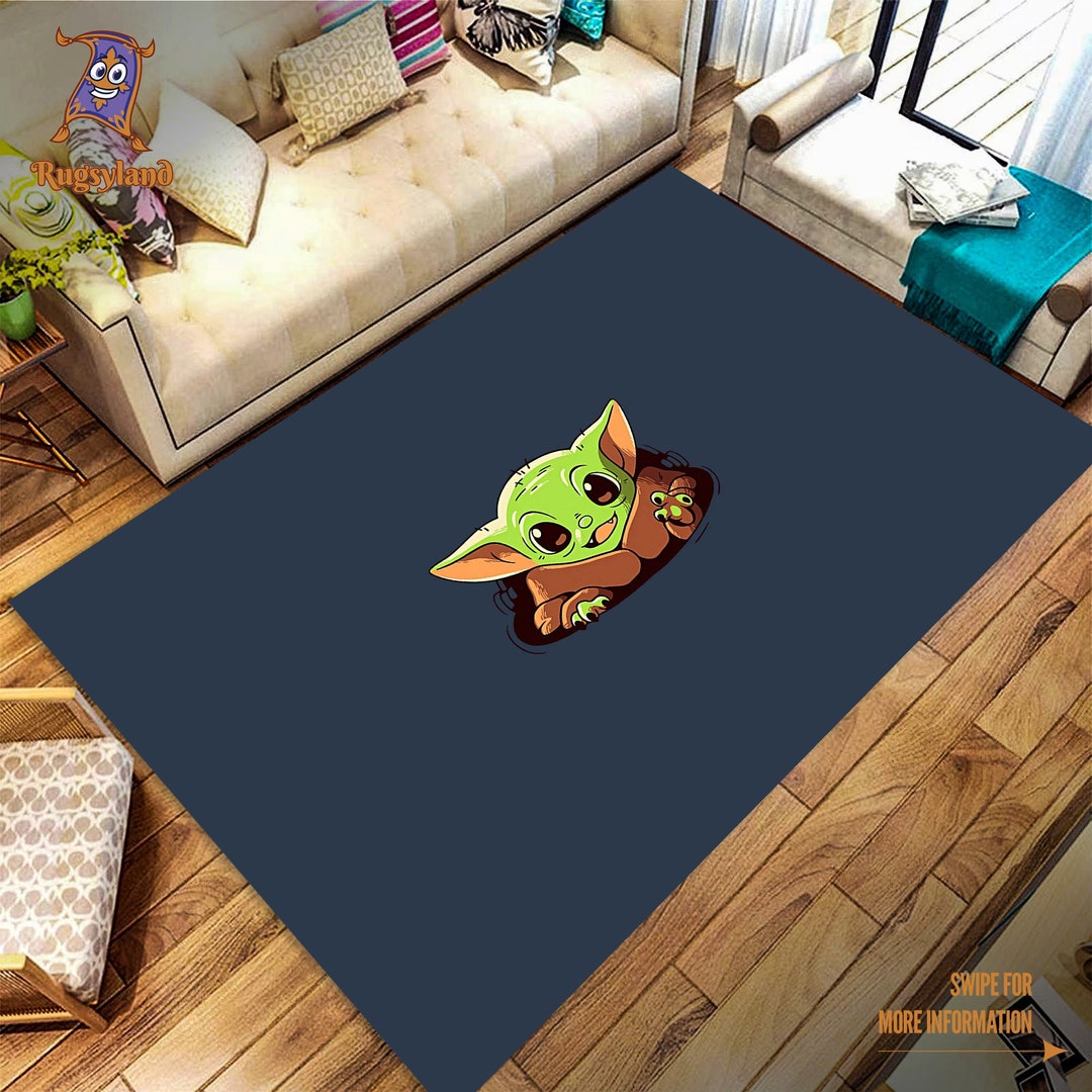 Minimalist Baby Yoda Rug, Star Wars Rug, Star Wars Patterned Rug