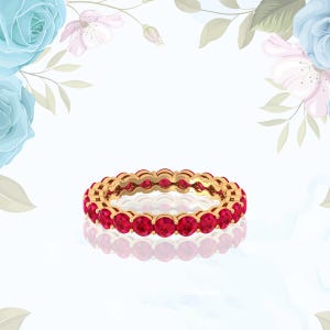 Ruby Eternity Band Ring: Sterling Silver Stackable Wedding Jewelry