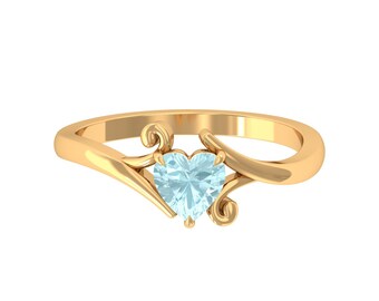 Personalized December Birthstone Ring – Sterling Silver Blue Topaz Heart Ring, Sizes 4-16 - View #7