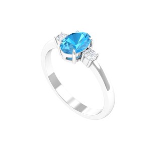 London Blue Topaz Ring Sterling Silver CZ Topaz Engagement Ring for Women- Promise Ring- November Birthstone- Anniversary Gift for Her Girls