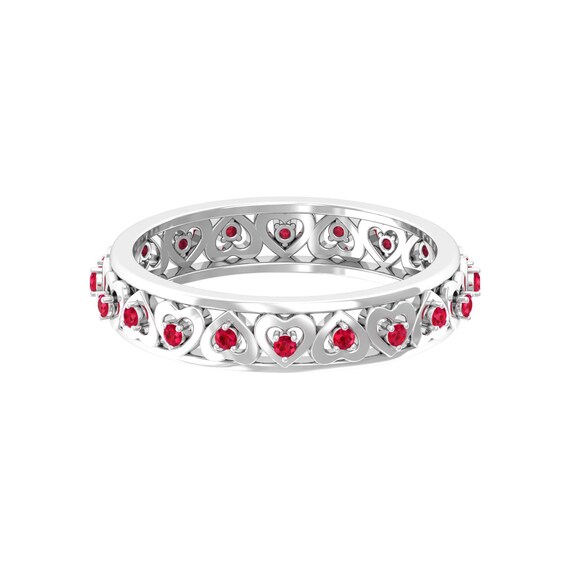 Sterling Silver Stackable Expressions Surrounding Hearts Eternity Ring Sterling Silver Stackable Expressions Surrounding Hearts Eternity Ring
