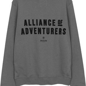 Bosun Alliance of Adventures Crew Sweater, Grey, Printed logo, adventure & travel