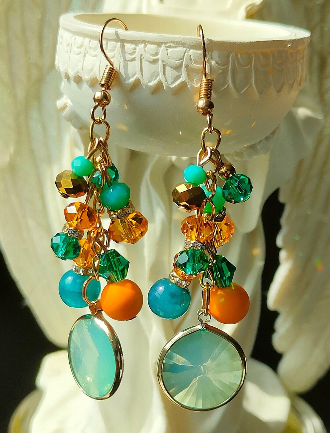 Colorful Earrings Unique Sparkling Statement Earrings Colorful Crystal