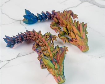 Crystal Dragon or Gemstone Dragon - Baby Dragon - Figurine - Colors: Red, Yellow, Blue - Fantasy - Decoration - Dragon Figurine - Gift - Dragon
