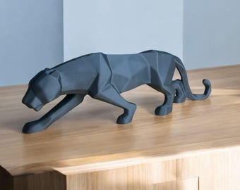 Panther statue black - decoration - panther - figure - art figure