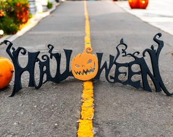 Halloween lettering - pumpkin - autumn decoration - Halloween 50 cm long