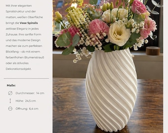 Modern vase “SPIRALIS” | 3D printed flower vase | Waterproof | Minimalist decor | Living room design | Gift idea | Made in Germany