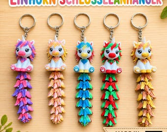 Unicorn keychain, 3D printed, movable pendant, gift for children, bag charm, souvenir, handmade in Germany 3DML
