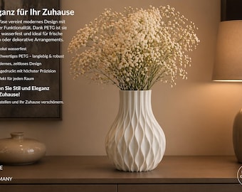 Modern vase “LUMINA” | 3D printed flower vase | Waterproof | Minimalist decor | Living room design | Gift idea | Made in Germany