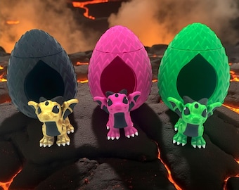 Rotating Dragon Egg with Baby Dragon | Dragon Egg Fantasy Decoration | Dragon Figurine Gift for Gamers & Fantasy Fans | Collector's Decor Box