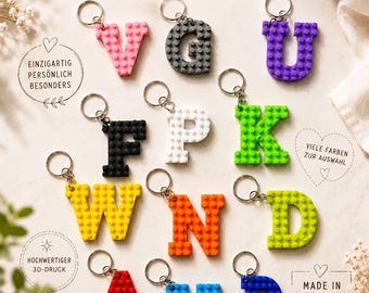 Personalized letter keychain in a building block design | Initial pendant | 3D printed PLA | Made in Germany | Gift idea