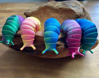 Schnecke - Gelenkschnecke - Dualcolor - Geschenk - Flexi Schnecke -Articulated Fidget Slug - Schreibtischspielzeug