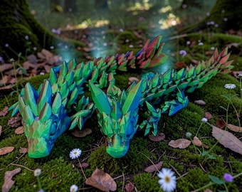 Crystal Dragon or Gemstone Dragon - Baby Dragon - Figurine - Blue/Green/Red - Fantasy - Decoration - Dragon Figurine - Gift - Dragon