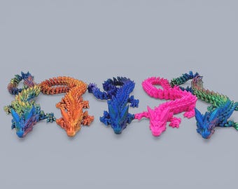 Crystal Dragon – Crystal Dragon – Flexi Dragon – Articulated Dragon – 3D Printed Dragon – Fantasy Gift - 48 cm long