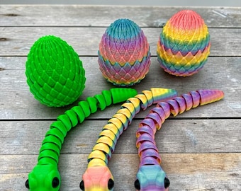 Movable 3D Snake – Optional with Egg – Flexible Fidget Toy – Gift for Children – Decoration & Special Surprise – Shake – Easter