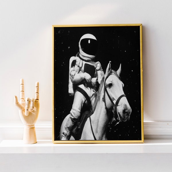 Astronaute chevauchant un cheval dans l’espace, Art imprimable,3D, Art numérique Téléchargement numérique - Cadeau d’art