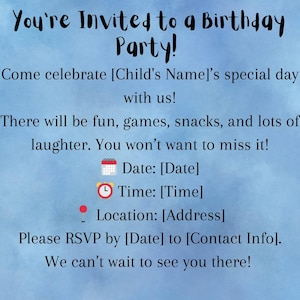Digital kids birthday invite