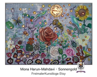 FreimalerKunstloge Etsy präsentiert das Ölgemälde "Sonnengold" • Oil painting "Life of Sun" von Mona Harun-Mahdavi