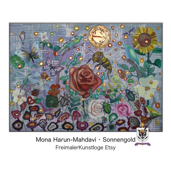 FreimalerKunstloge Etsy präsentiert das Ölgemälde "Sonnengold" • Oil painting "Life of Sun" von Mona Harun-Mahdavi