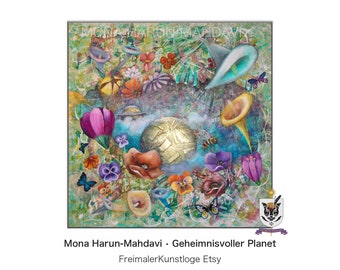 FreimalerKunstloge Etsy présente la peinture à l'huile "Planète mystérieuse" • Peinture à l'huile "La planète mystérieuse" de Mona Harun-Mahdavi