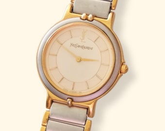 Vintage 90s Yves Saint Laurent Ladies' Quartz Watch - Silver-Tone Bracelet Working