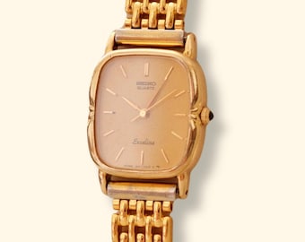 Vintage 1990s Gold-Plated Ladies' Seiko Exceline Quartz Watch Working