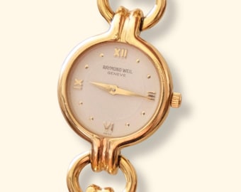 Vintage Ladies' 18k Gold-Plated Raymond Weil Quartz Watch - Round Dial Working