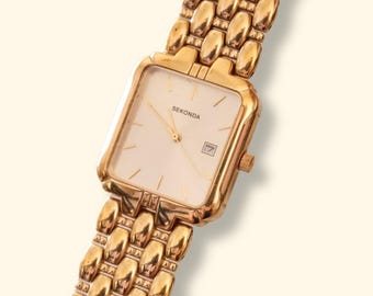 Vintage Unisex Ladies Men Gold Date Sekonda Watch Working