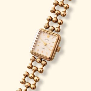 Rare vintage ladies sekonda beaded gold links watch non working