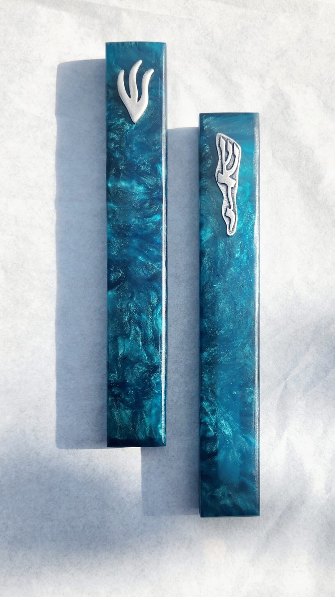 Turquise Stunning Mezuzah Case 8 Inch With Silver Shin Etsy Australia