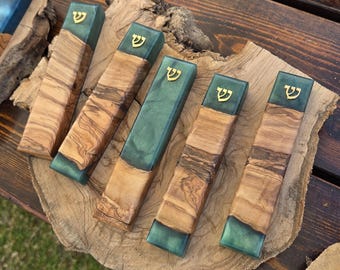 Green Mezuzah case 6/8/10 inch ,  present for new home , israel jewish mezuza for front or inner door , mazzuza for scroll