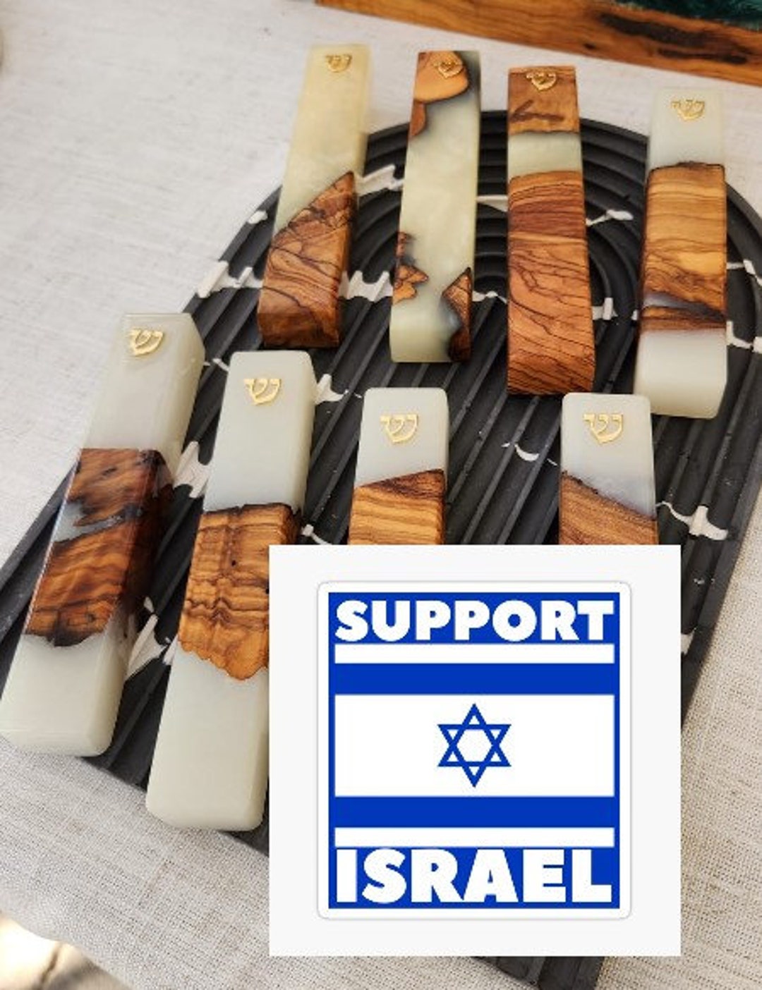 White Mezuzah Case 6/8/10 Inch , Present for New Home and More , Israel