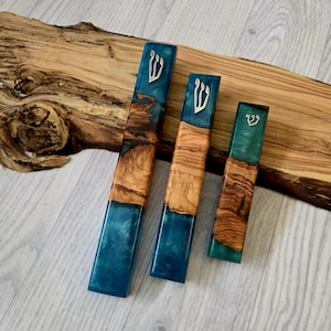 Turquise 6/8/10 inch Mezuzah for kosher scroll, Jewish mezuza , Yodaika , Jodaika . Mezzuzah for front or inner door , mezzuzah case