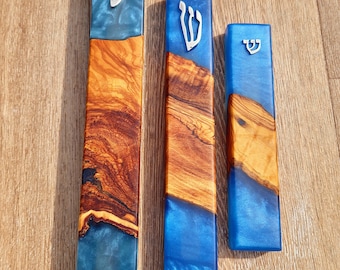 Blue Mezuzah Case - 6/8/10 inch . mezzuzah , mezzuzahs , jewish item , yodaika, mezuza