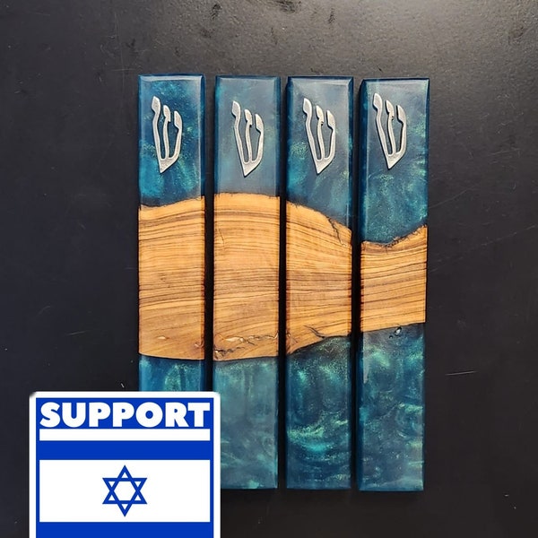 Modern design Mezuzah case 6/8/10 inch , wood with resin, present for new home, jewish mezuza for front or inner door , mazzuza for scroll