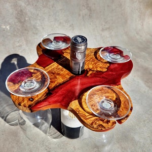 Beautiful wine caddy set for 2 or 4 glasses, wine glass and bottle holder, gift for wine lover , wine gift for new home , housewarming gift