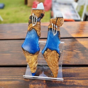 20,3 cm Holz Mezuzah, blaue Kunst Mezuzah, jüdische Einweihungsparty Geschenkidee, blaue und weiße Mezuzah Tasche - jüdisches Hochzeitsgeschenk