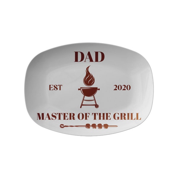 Personalized Barbecue Platter For Father's Day Dad The Grill Master, BBQ Grilling Plate, Barbecue Platter For Dad Papa, Dad Est 2020