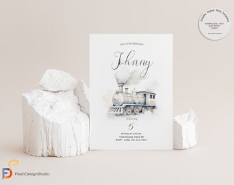 Editable Train Birthday Invitation Template (Digital Download)