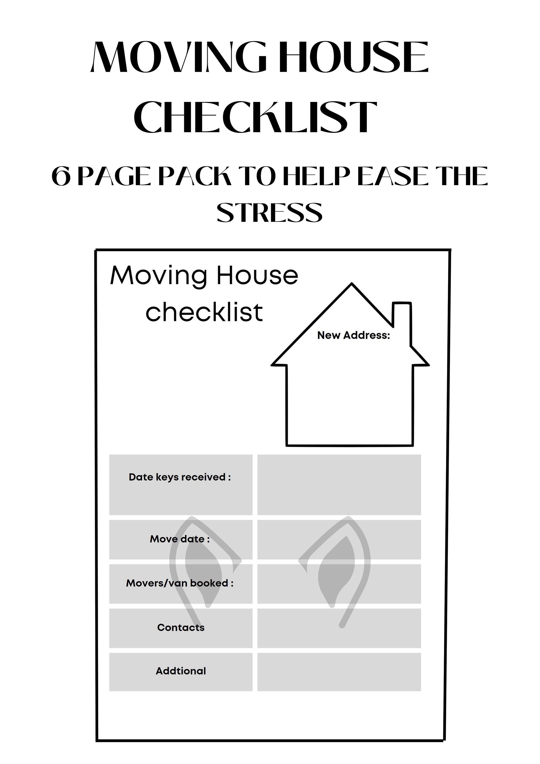 Moving House Checklist - Digital Download - Printable Workbook - Etsy