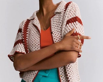 Crochet Shirt, Unisex Shirt, Crochet Overshirt, Crochet Multicolor Shirt, Crochet Shirt for Men, Crochet Shirt for Women, Beach Shirt
